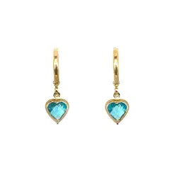 ANDREA COGGIOLA JOYAS - Aros Argolla Corazón Celeste Colgante Enchapado Oro 18K