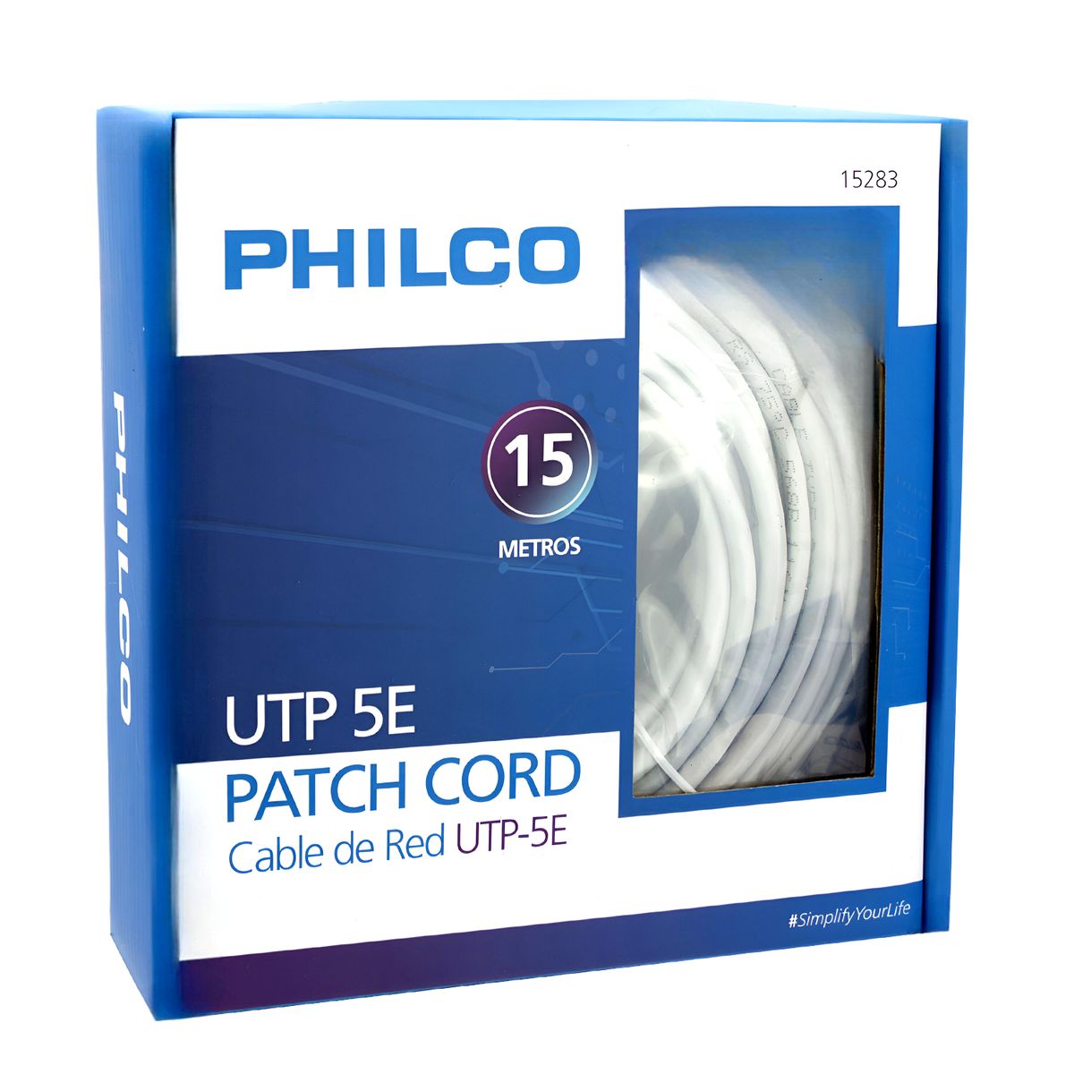 PHILCO - Cable de Red Ethernet de 15 Metros Categoría 5E 100% Cobre
