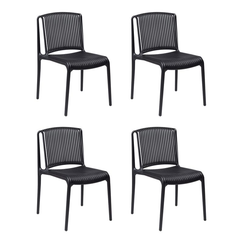 BOKAN - Pack 4 Sillas de Terraza Padova Negra