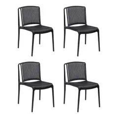 BOKAN - Pack 4 Sillas de Terraza Padova Negra