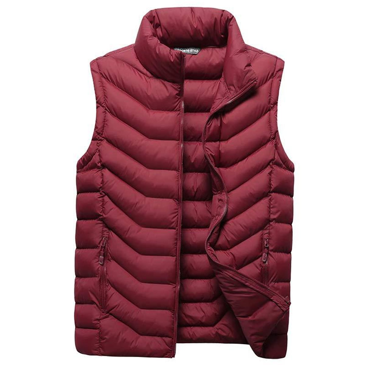 GENERICO - Chaleco de invierno para hombre con forro polar -Bermellón