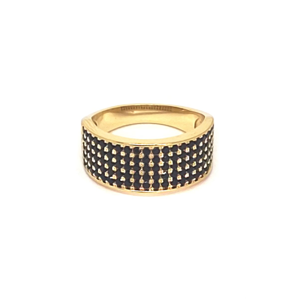 ANDREA COGGIOLA JOYAS - Anillo 5 Líneas Circón Negro Enchapado Oro 18K