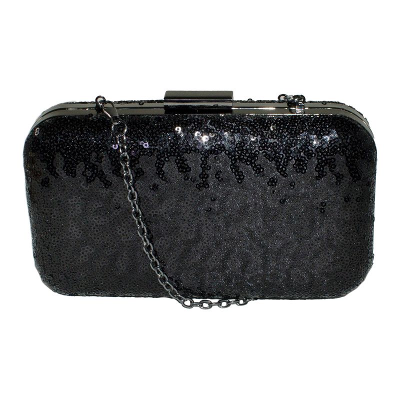 MAILEA - Cartera ecocuero mediana rigida brillo para mujer negro