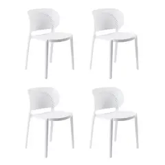 BOKAN - Pack 4 Sillas de Terraza Lorenzo Blanca