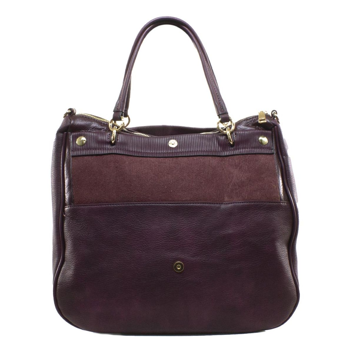 MAILEA - Cartera ecocuero grande plegable para mujer burdeo