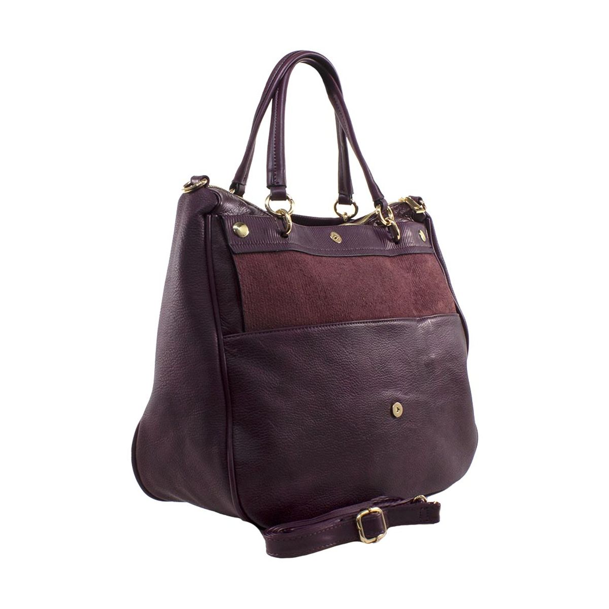 MAILEA - Cartera ecocuero grande plegable para mujer burdeo