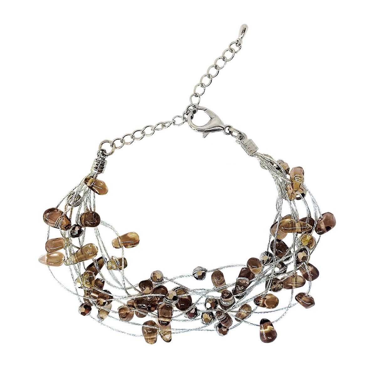 COGGIOLA - Pulsera Cristal Fumé Hilos De Seda