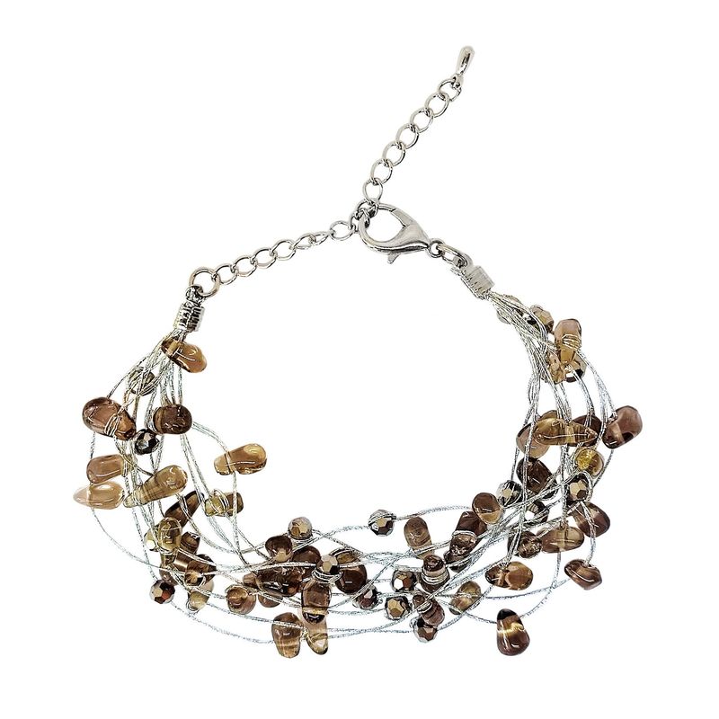 ANDREA COGGIOLA JOYAS - Pulsera Cristal Fumé Hilos De Seda
