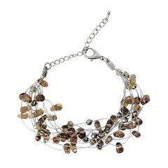 ANDREA COGGIOLA JOYAS - Pulsera Cristal Fumé Hilos De Seda