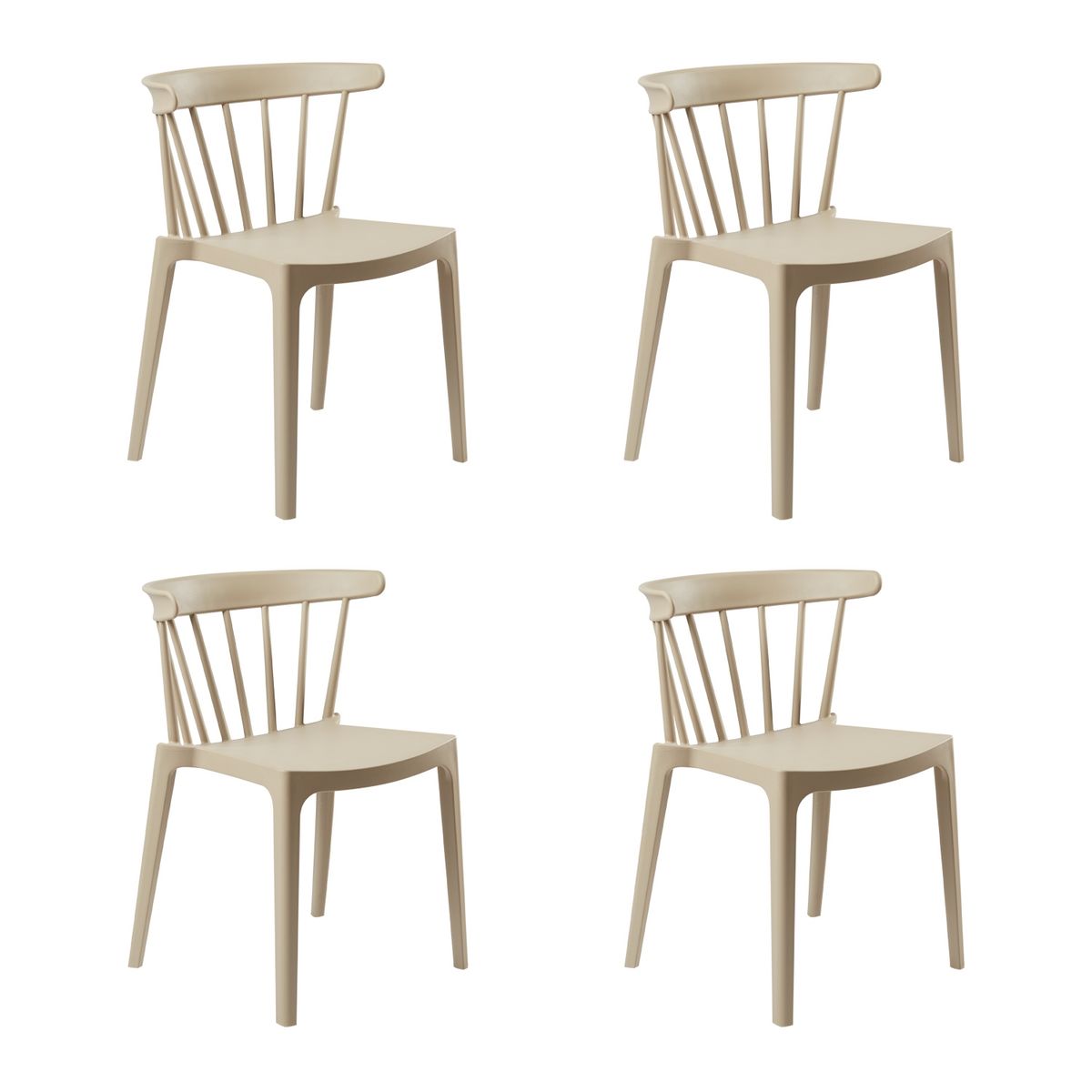 BOKAN - Pack 4 Sillas de Terraza Matera Taupe