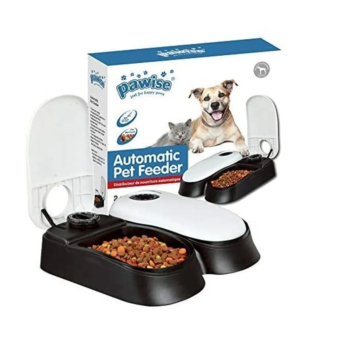 GENERICO - Dispensador Comida Automatico 2 Platos Cronometro Perro Gato