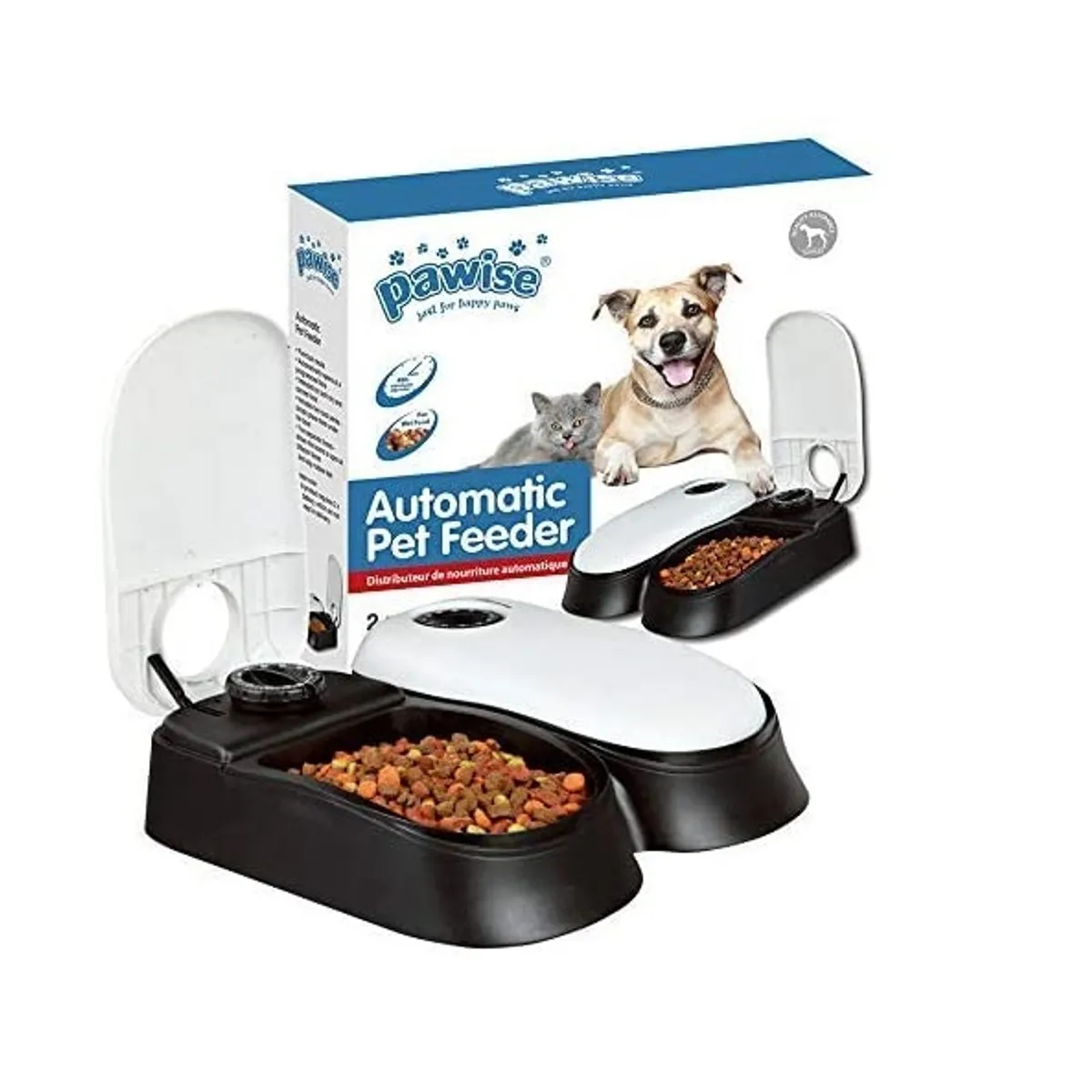 GENERICO - Dispensador Comida Automatico 2 Platos Cronometro Perro Gato