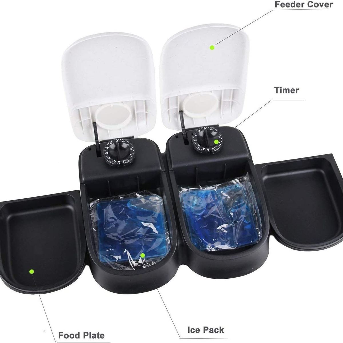 GENERICO - Dispensador Comida Automatico 2 Platos Cronometro Perro Gato