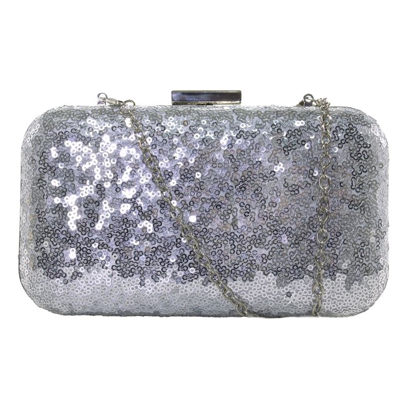 MAILEA - Cartera ecocuero mediana rigida brillo para mujer plata