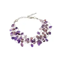 ANDREA COGGIOLA JOYAS - Pulsera Cristal Amatista Hilos De Seda