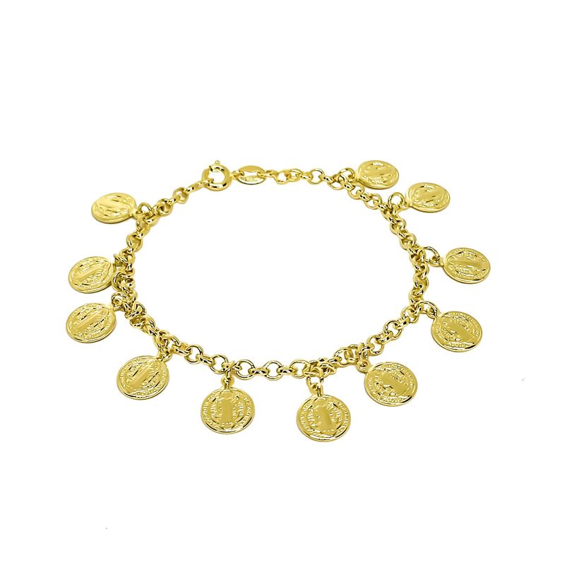 ANDREA COGGIOLA JOYAS - Pulsera Medallas San Benito Enchapado Oro 18K