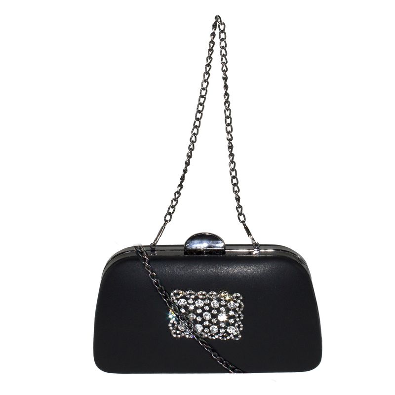 MAILEA - Cartera ecocuero noche chica placa strass para mujer negro
