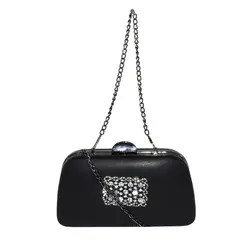 MAILEA - Cartera ecocuero noche chica placa strass para mujer negro