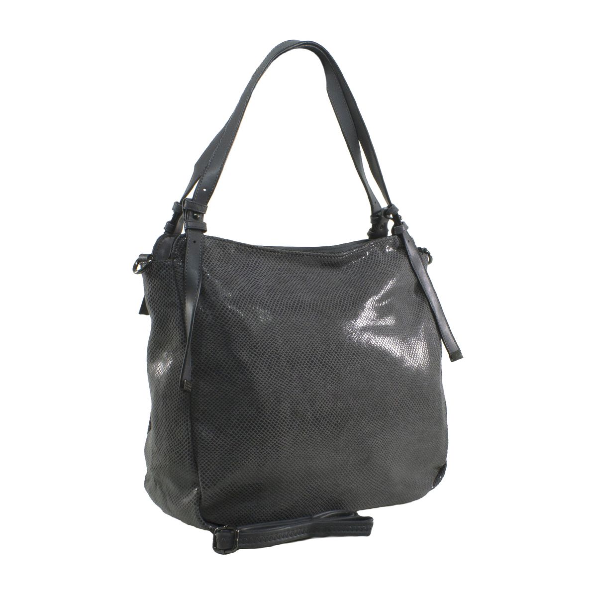 MAILEA - Cartera ecocuero grande saca piton para mujer gris