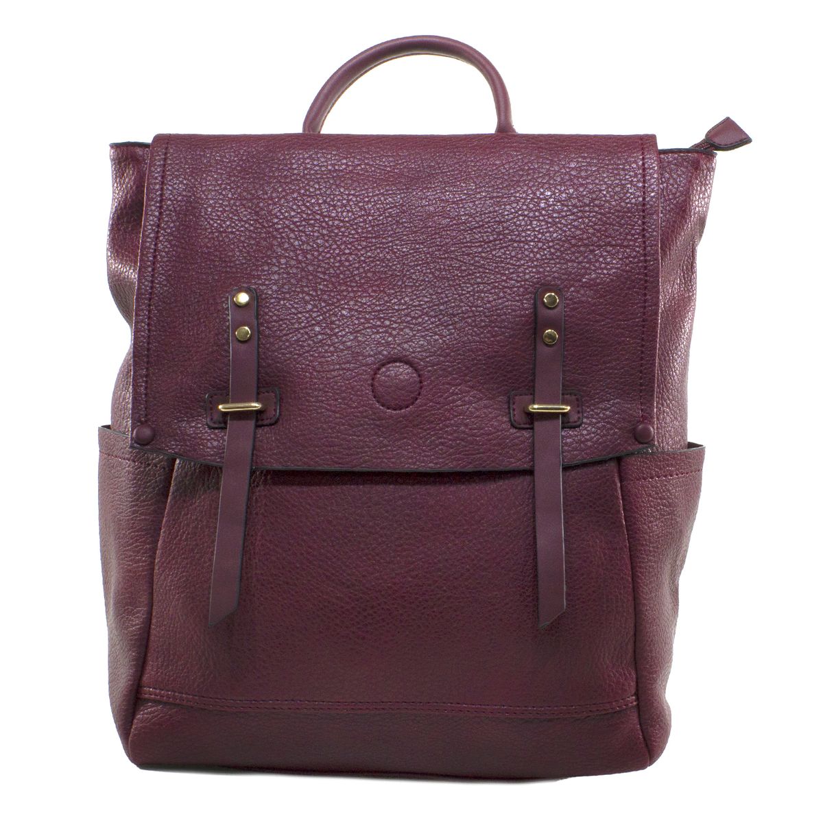 MAILEA - Mochila ecocuero grande 2 pasadores para mujer burdeo