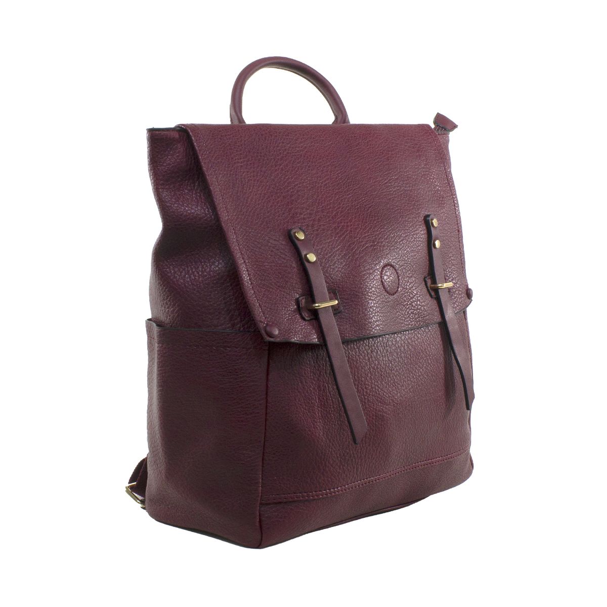 MAILEA - Mochila ecocuero grande 2 pasadores para mujer burdeo