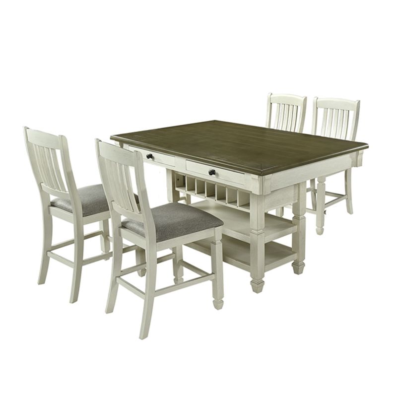 MSA MUEBLES SANTA ANA - Juego de Comedor Tipo Isla 4 Taburetes Vermont