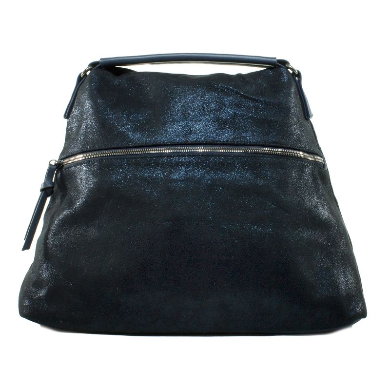 MAILEA - Cartera ecocuero grande metal cierre para mujer azul