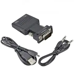 GENERICO - VGA to HDMI Converter Plug Adapter Male to female Lead with Audio Output Cable Micro power port 1080P Signal Output For computer
