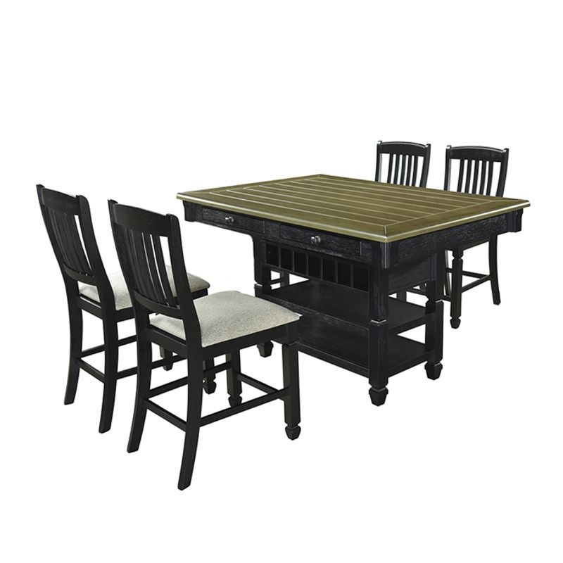 MSA MUEBLES SANTA ANA - Juego de Comedor Tipo Isla 4 Taburetes Vermont Old Black (4 Puestos)