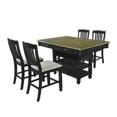 MSA MUEBLES SANTA ANA - Juego de Comedor Tipo Isla 4 Taburetes Vermont Old Black (4 Puestos)