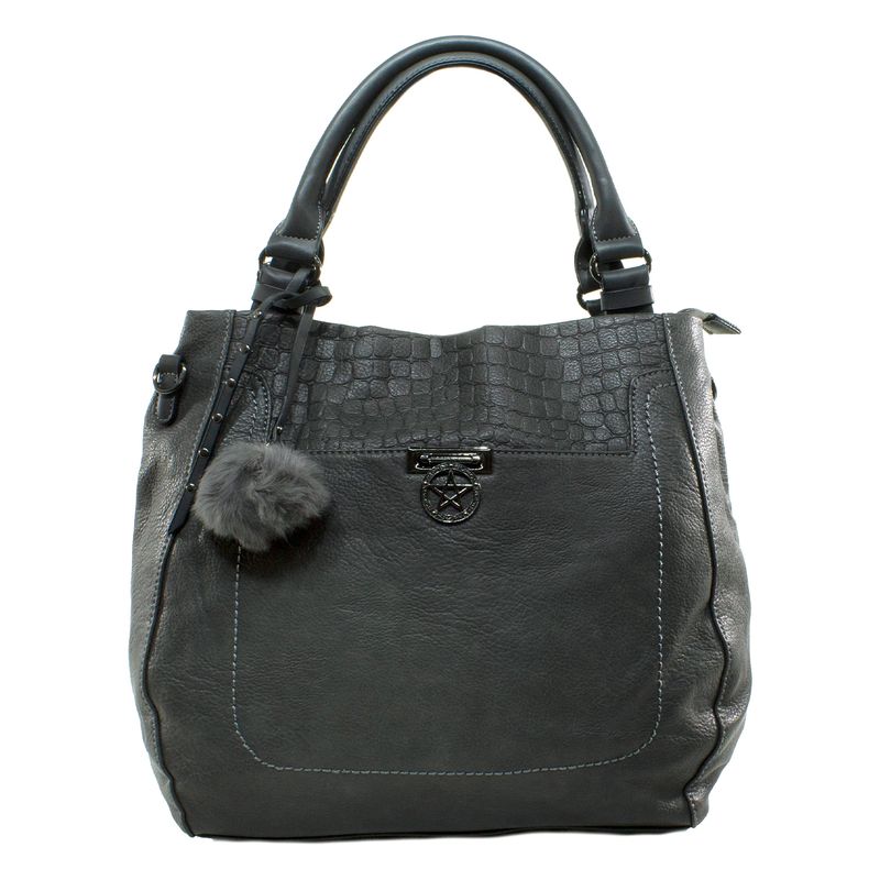 MAILEA - Cartera ecocuero piel cocodrilo para mujer gris