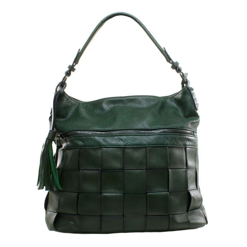 MAILEA - Cartera ecocuero base entrelazada para mujer verde