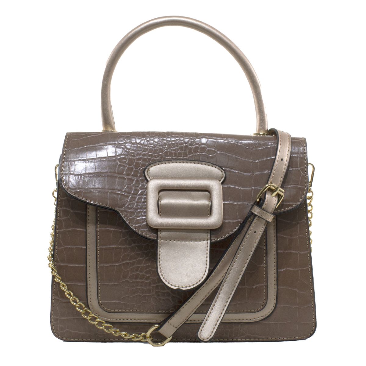 MAILEA - Cartera ecocuero mediana rigida coco para mujer rosado