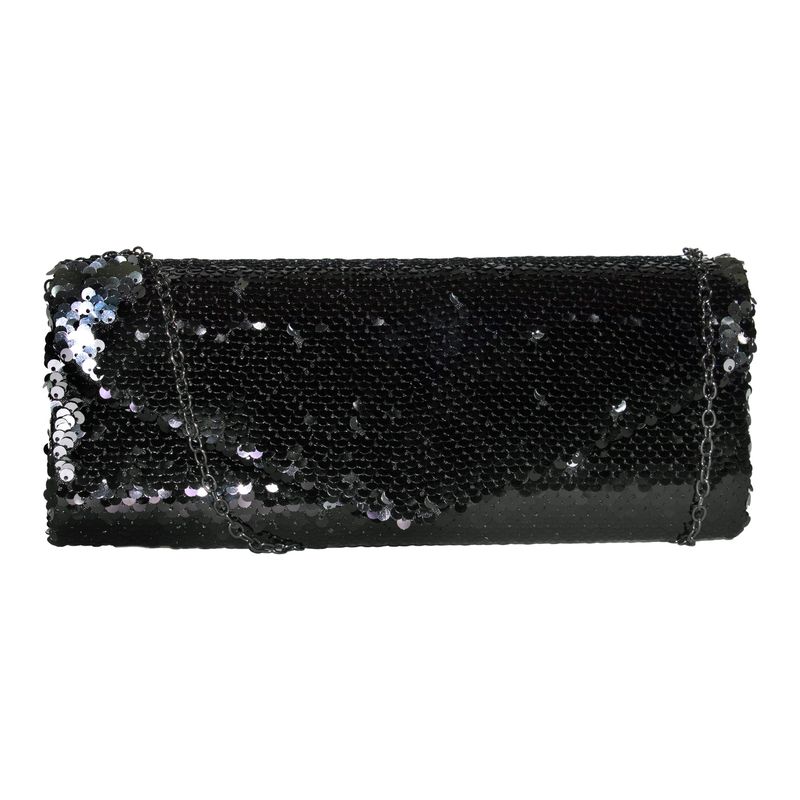 MAILEA - Cartera ecocuero grande sobre lentejuelas para mujer negro
