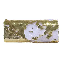 MAILEA - Cartera ecocuero grande sobre lentejuelas para mujer oro