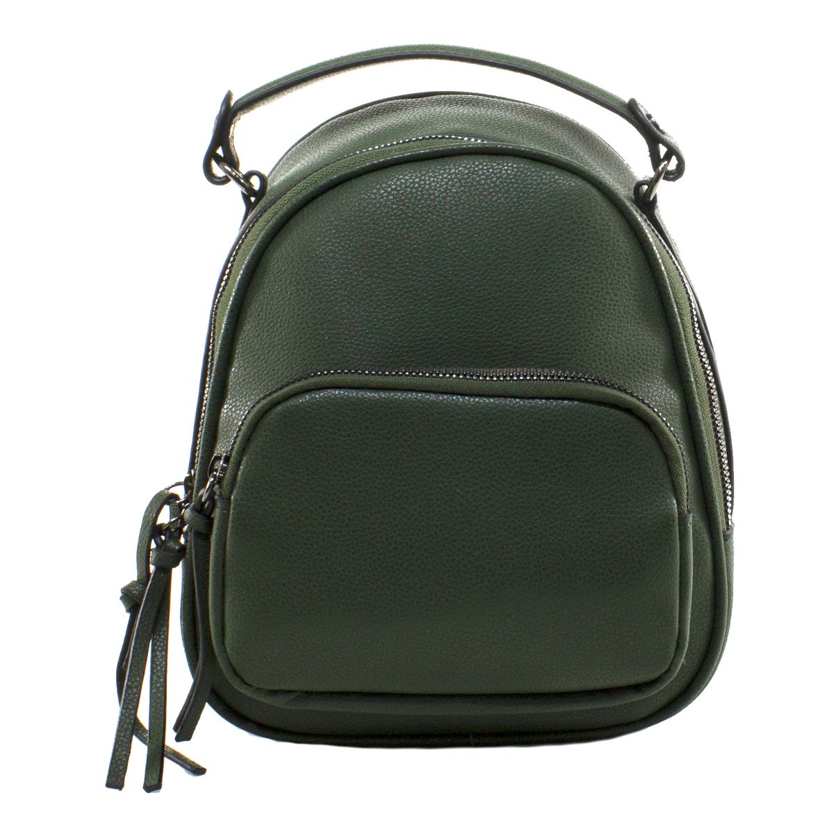MAILEA - Mochila ecocuero bolsillo externo chico para mujer verde
