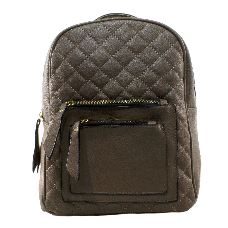 MAILEA - Mochila ecocuero acolchada para mujer taupe