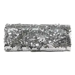 MAILEA - Cartera ecocuero grande sobre lentejuelas para mujer plata