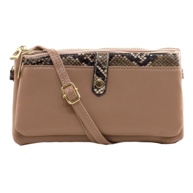 MAILEA - Porta celular doble de ecocuero para mujer rosado