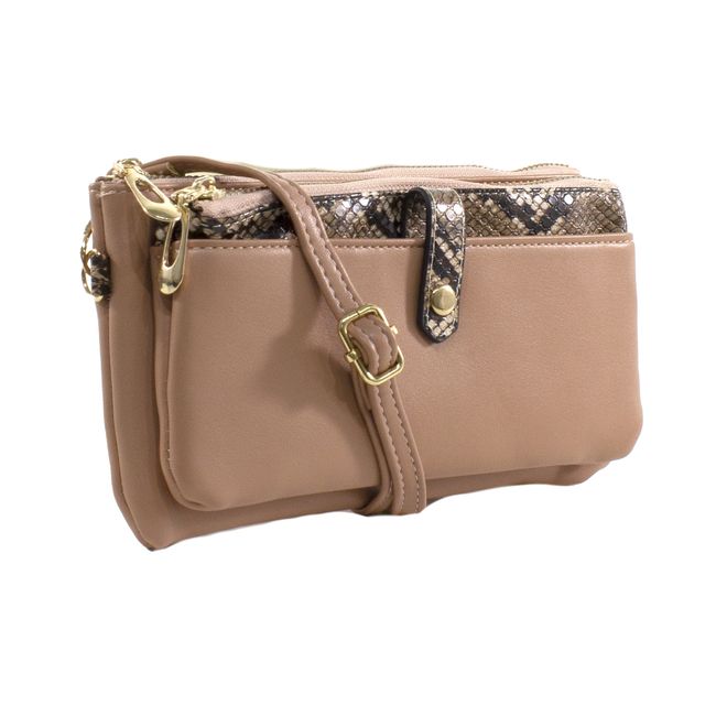 MAILEA - Porta celular doble de ecocuero para mujer rosado