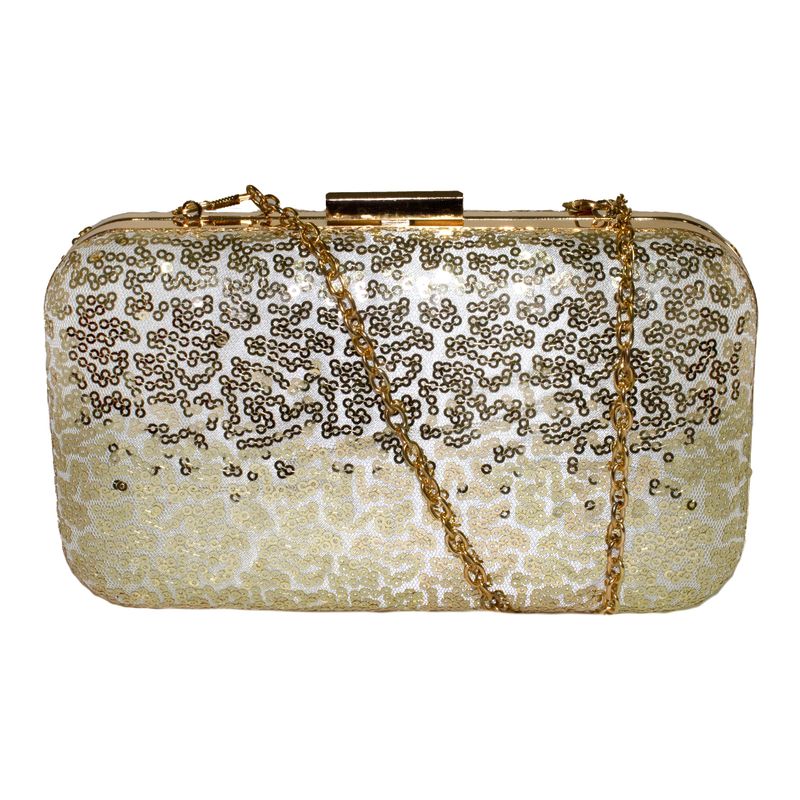 MAILEA - Cartera ecocuero mediana rigida brillo para mujer oro