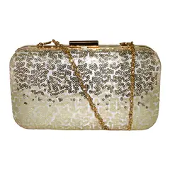 MAILEA - Cartera ecocuero mediana rigida brillo para mujer oro