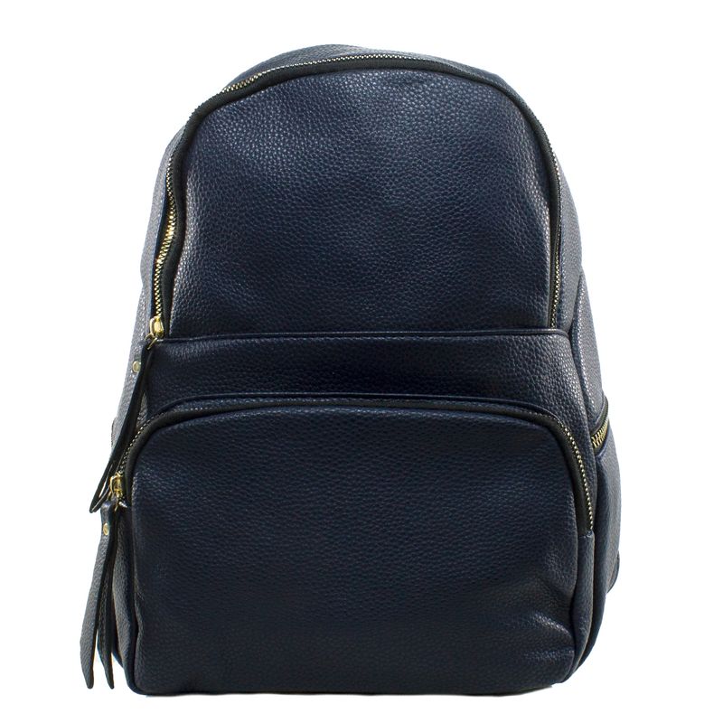 MAILEA - Mochila ecocuero bolsillo rectangular para mujer azul