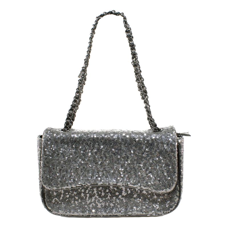 MAILEA - Cartera ecocuero mediana lentejuelas para mujer asfalto