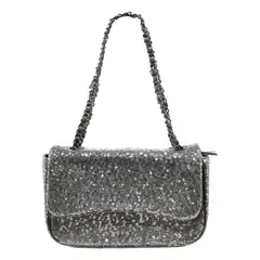 MAILEA - Cartera ecocuero mediana lentejuelas para mujer asfalto