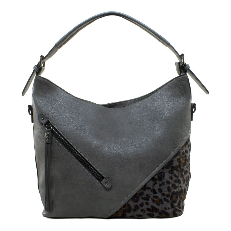 MAILEA - Cartera ecocuero bote esquina leo para mujer gris