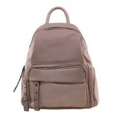 MAILEA - Mochila ecocuero tirador y ojetillos para mujer rosado