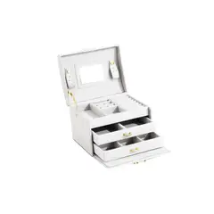 IMPORTCLICK - Joyero 3 Niveles Doble Cajón Eco Cuero Blanco - Blanco