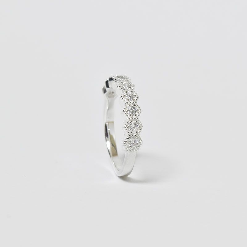 ROSETT - Anillo con 9 hexágonos con circones