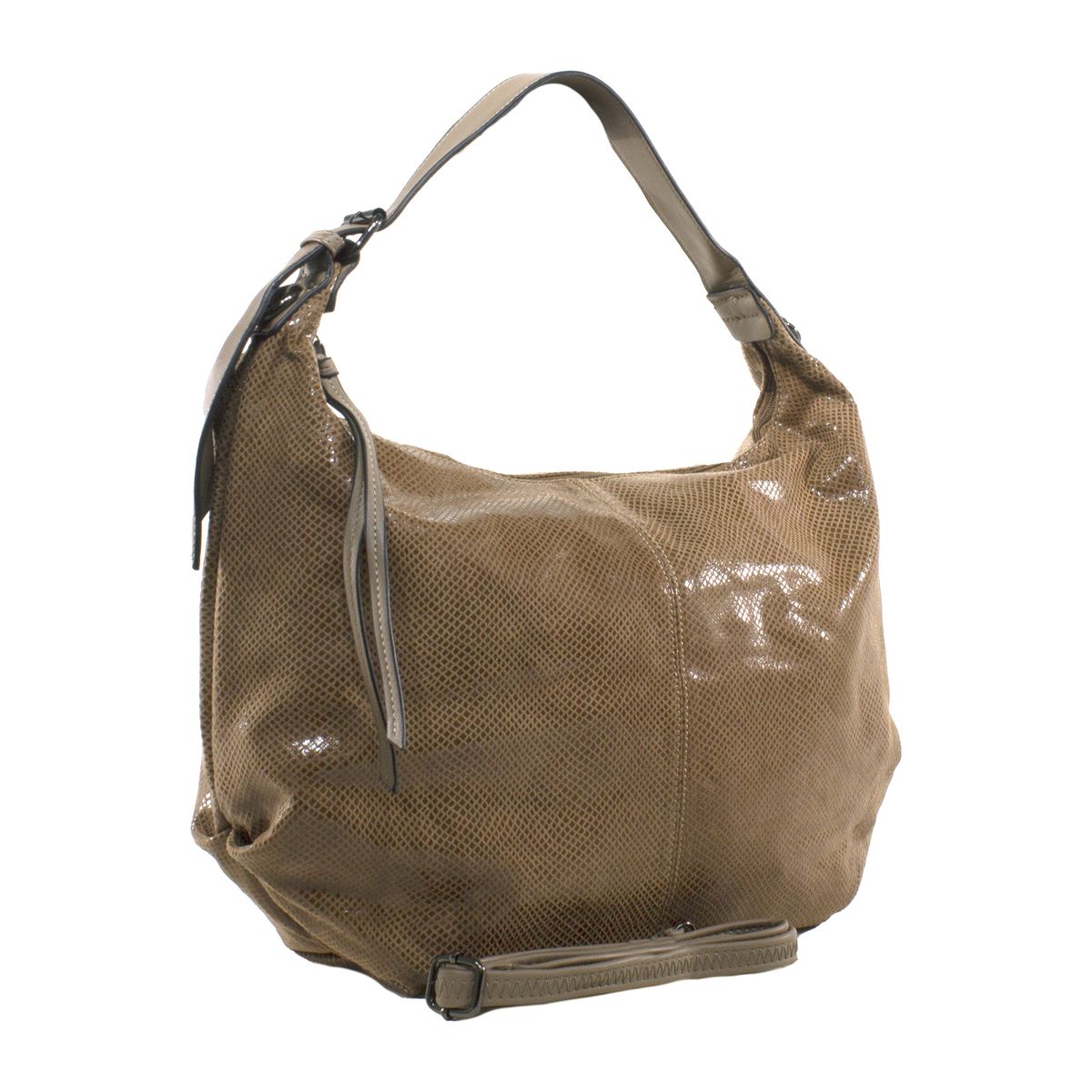 MAILEA - Cartera ecocuero grande bote piton para mujer tostado